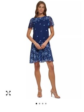 DKNY Women's Printed Flutter-Sleeve Mini Dress Lined Back Zipper Casual Formal 4